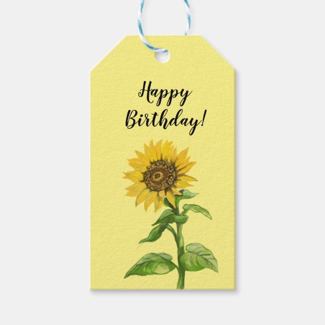 Yellow sunflowers gift tags (Front)