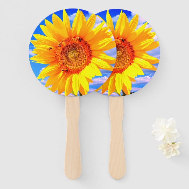 Yellow Sunflowers Hand Fans (Front and Back)
