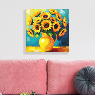Yellow Sunflowers  in a Yellow Vase Canvas Print