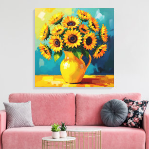 Yellow Sunflowers  in a Yellow Vase Canvas Print