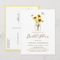 Yellow Sunflowers in Mason Jar Bridal Shower