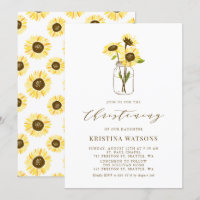 Yellow Sunflowers in Mason Jar Summer Christening
