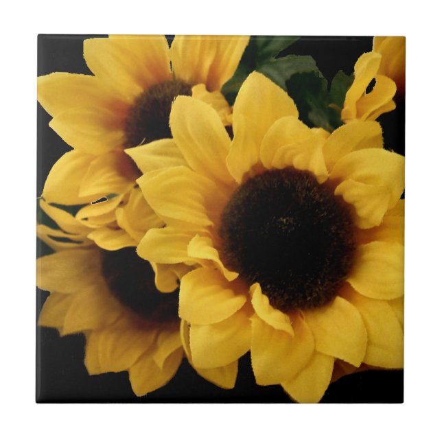 Yellow Sunflowers Kitchen Decor Tile (Front)