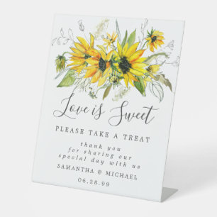 Yellow Sunflowers Love is Sweet Dessert Bar Pedestal Sign