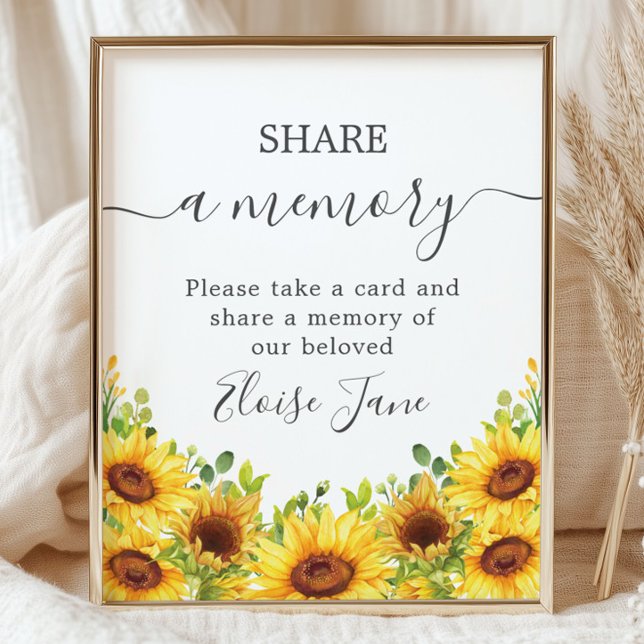 Yellow Sunflowers Memorial Funeral Share a Memory Poster (Creator Uploaded)