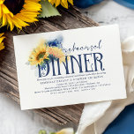 Yellow Sunflowers Navy Blue Fall Rehearsal Dinner Invitation<br><div class="desc">Sunflowers and navy blue flowers rehearsal dinner invitations</div>