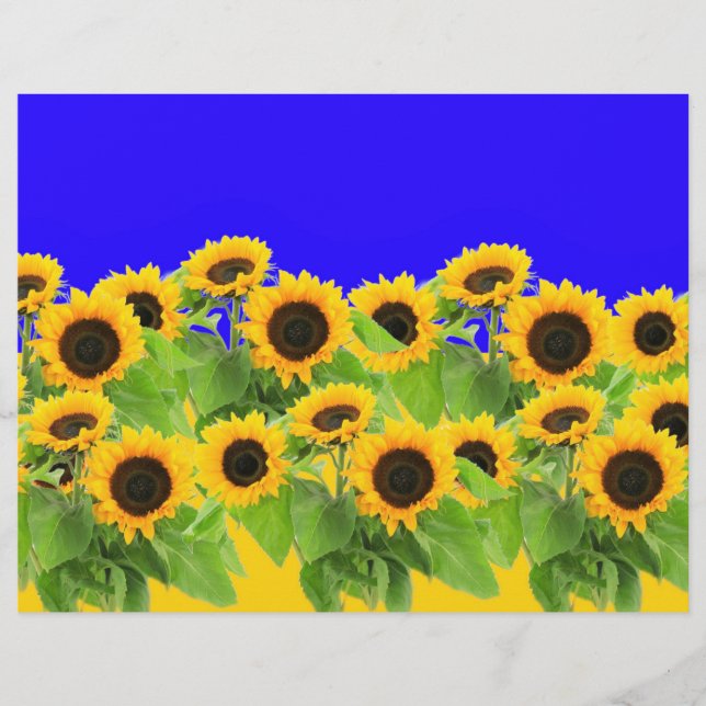 Yellow Sunflowers on Blue Sky Custom Letterhead (Front)