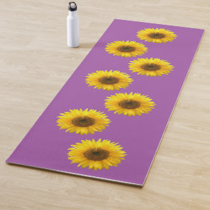 Yellow Sunflowers on Violet Yoga Mat