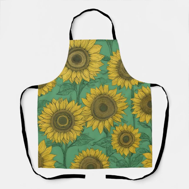 Yellow sunflowers pattern apron (Front)