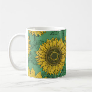 Yellow sunflowers pattern coffee mug