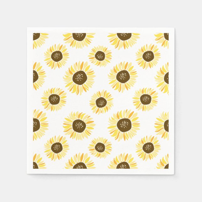 Yellow Sunflowers Pattern Floral Napkin (Front)