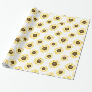 Yellow Sunflowers Pattern Floral Wrapping Paper