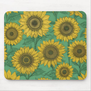 Yellow sunflowers pattern mouse mat
