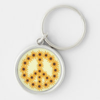 Yellow Sunflowers Peace Sign Keychains
