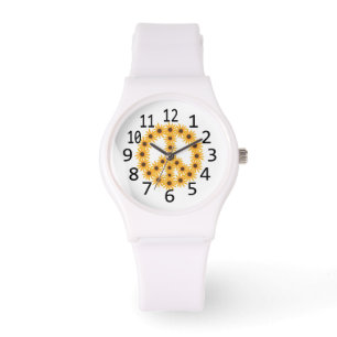 Yellow Sunflowers Peace Sign Number Watch