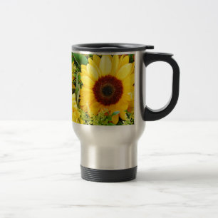 Yellow sunflowers print travel mug