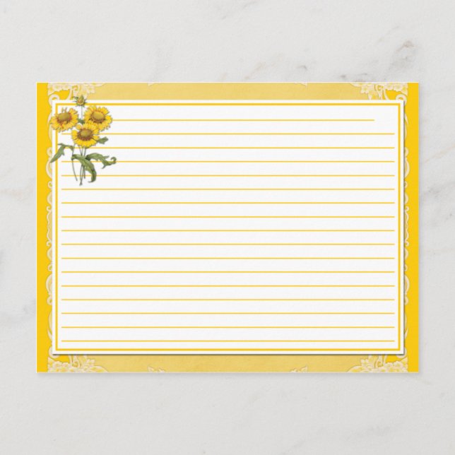 Yellow Sunflowers Recipe Cards (Back)
