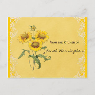 Yellow Sunflowers Recipe Cards