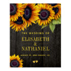 Yellow sunflowers rustic wood wedding welcome sign