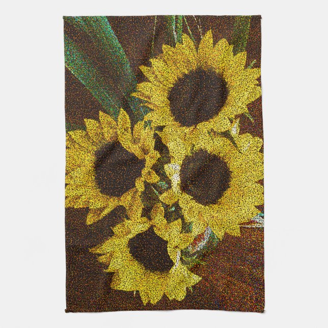 Yellow Sunflowers Tea Towel (Vertical)