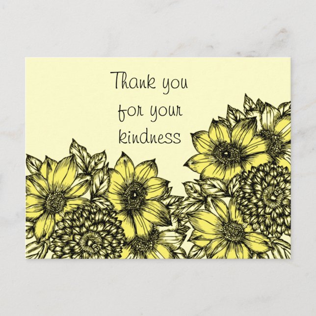 Yellow Sunflowers Thank You Postcard (Front)