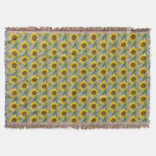 Yellow sunflowers throw blanket
