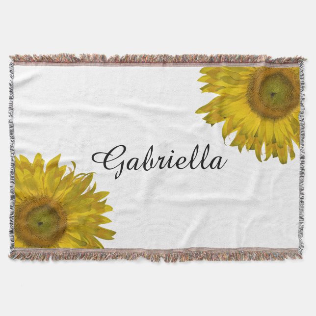 Yellow Sunflowers Throw Blanket (Front)