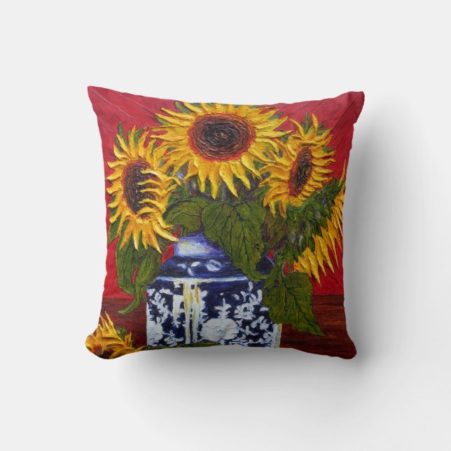 Yellow Sunflowers Throw Pillow (Front)