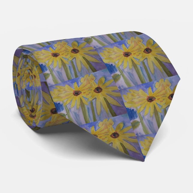 Yellow Sunflowers Tie (Rolled)