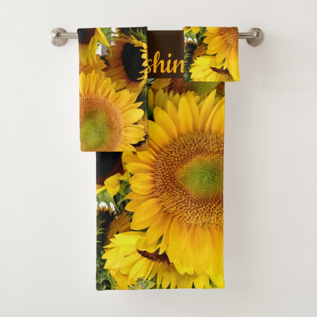 Yellow Sunflowers Towel Set Bathroom Yellow Brown (Insitu)
