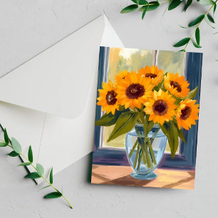 Yellow Sunflowers Watercolor Bouquet Flowers Card