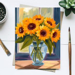 Yellow Sunflowers Watercolor Bouquet Flowers Postcard