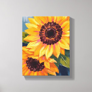 Yellow Sunflowers Watercolor Floral Painting Canvas Print