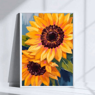 Yellow Sunflowers   Watercolor Floral Painting Poster