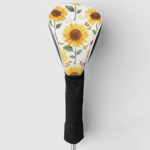 Yellow Sunflowers Watercolor Floral Whimsical Golf Head Cover
