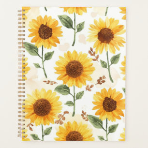 Yellow Sunflowers Watercolor Floral Whimsical Planner