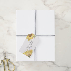 Yellow Sunflowers Watercolor Wedding Thank You Gift Tags