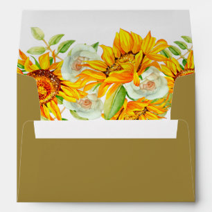 Yellow Sunflowers Wedding  Envelope