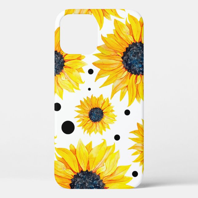 Yellow Sunflowers White Background Pattern Case-Mate iPhone Case (Back)