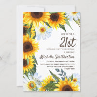 Yellow Sunflowers White Daisies 21st Birthday