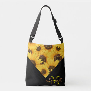 Yellow Sunflowers With Monogram Crossbody Bag