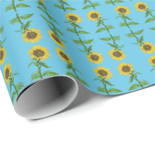 Yellow sunflowers wrapping paper