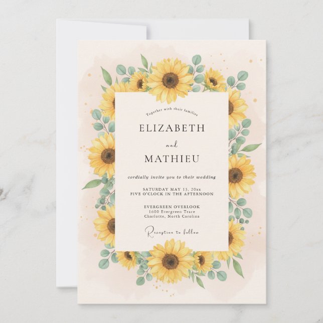 Yellow Sunny Country Wedding Invitation (Front)