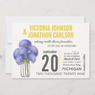 Yellow Sunny Elegance Photo Lavender Hydrangea Invitation