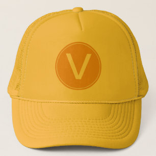 yellow, sunny monogram initial hat. trucker hat