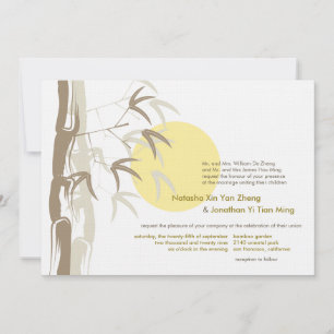 Yellow Sunrise Bamboo Garden Zen Asian Wedding Invitation