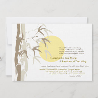 Yellow Sunrise Bamboo Garden Zen Asian Wedding Invitation