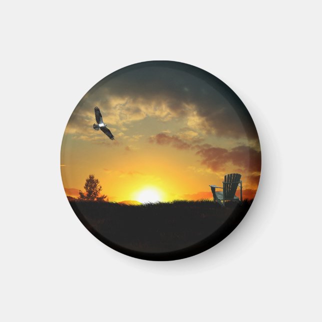 Yellow Sunset Grassy Meadow Magnet (Front)