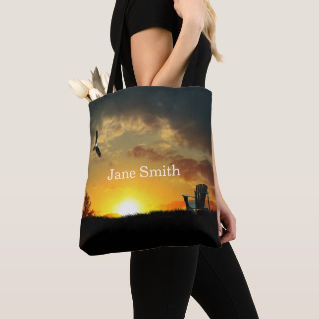 Yellow Sunset Grassy Meadow Tote Bag (Close Up)