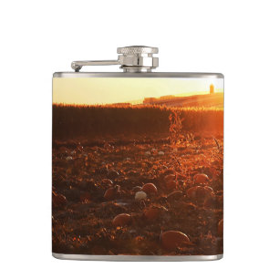 Yellow Sunset Pumpkin Patch Hip Flask